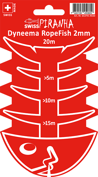 Swiss Piranha RopeFish Zeltschnur Dyneema, 20m / 2mm / red-reflecting
