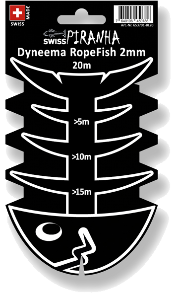 Swiss Piranha RopeFish Zeltschnur Dyneema, 20m / 2mm / black