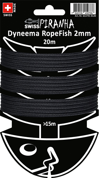 Swiss Piranha RopeFish Zeltschnur Dyneema, 20m / 2mm / black