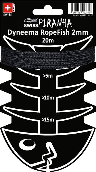 Swiss Piranha RopeFish Zeltschnur Dyneema, 20m / 2mm / black