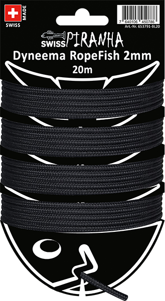 Swiss Piranha RopeFish Zeltschnur Dyneema, 20m / 2mm / black