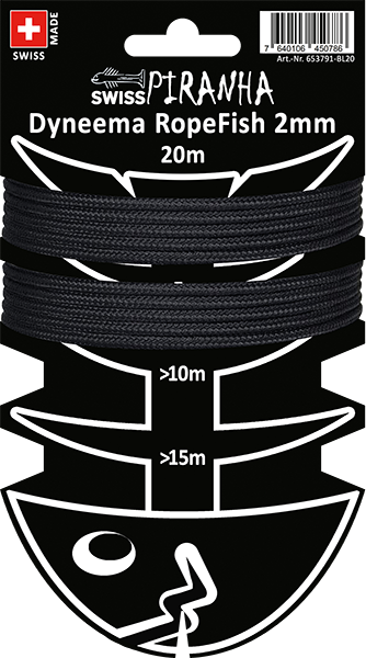Swiss Piranha RopeFish Zeltschnur Dyneema, 20m / 2mm / black