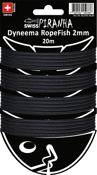 Swiss Piranha RopeFish Zeltschnur Dyneema, 20m / 2mm / black