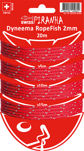 Swiss Piranha RopeFish Zeltschnur Dyneema, 20m / 2mm / red-reflecting